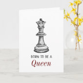 Geboren als koningin-schaakmeisje Vrouw Birthday Kaart (Gele Bloem)