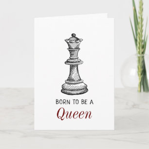 Geboren als koningin-schaakmeisje Vrouw Birthday Kaart