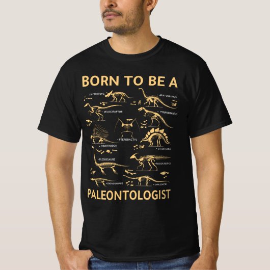 geboren als paleontoloog t-shirt (Voorkant)