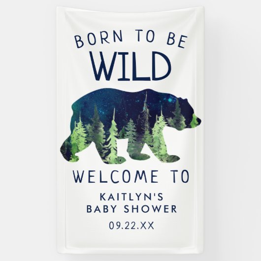 Geboren als Wild Baby shower Welkom Spandoek (Verticaal)