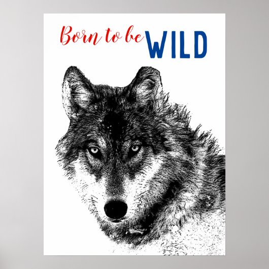 Geboren als Wild Black en White Wolf Motivatie Poster (Voorkant)