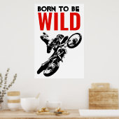 Geboren als Wild Motocross Motorcycle Sport Poster (Keuken)