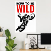 Geboren als Wild Motocross Motorcycle Sport Poster (Thuiskantoor)