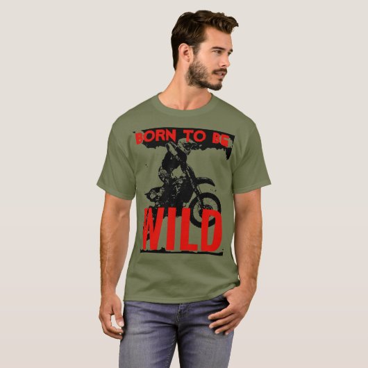 Geboren als Wild Motocross Motorcycle Sport T-shirt (Voorkant volledig)