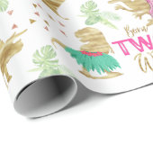 Geboren als wild roze goud Elegant golden Dinosaur Cadeaupapier (Rol Hoek)