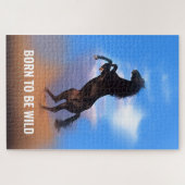 Geboren als Wild Running Horse Inspirerend Quote Legpuzzel (Horizontaal)