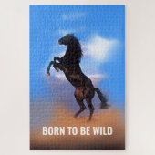 Geboren als Wild Running Horse Inspirerend Quote Legpuzzel (Verticaal)