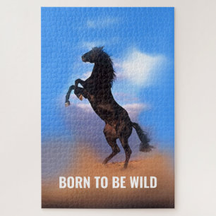 Geboren als Wild Running Horse Inspirerend Quote Legpuzzel