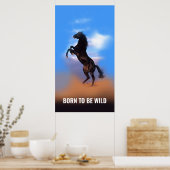 Geboren als Wild Running Horse Inspirerend Quote Poster (Keuken)