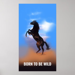 Geboren als Wild Running Horse Inspirerend Quote Poster