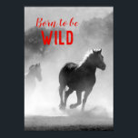 Geboren als Wilde Black en White Running Horses Poster<br><div class="desc">Kunst met paardenkop - paardengezicht - moderne kunstfoto's voor dieren</div>