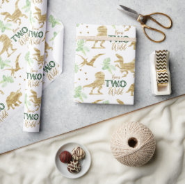 Geboren als wilde Elegant golden Dinosaur Cadeaupapier