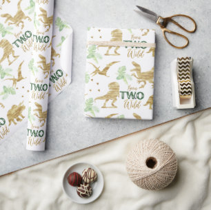 Geboren als wilde Elegant golden Dinosaur Cadeaupapier