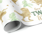 Geboren als wilde Elegant golden Dinosaur Cadeaupapier (Rol Hoek)