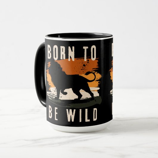 Geboren als wilde leeuwen mok (Voorkant links)