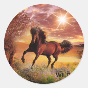 Geboren als wilde looppaarden ronde sticker