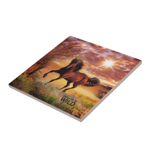 Geboren als wilde looppaarden tegeltje (Zijkant)