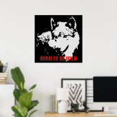 Geboren als wilde Motivatie Pop Art Wolf Poster (Thuiskantoor)