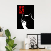Geboren als Wilde Motivatie Wolf Pop Art Poster (Thuiskantoor)