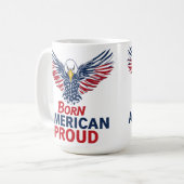 Geboren Amerika Trots Patriotistisch Adelaar Ameri Koffiemok (Voorkant links)
