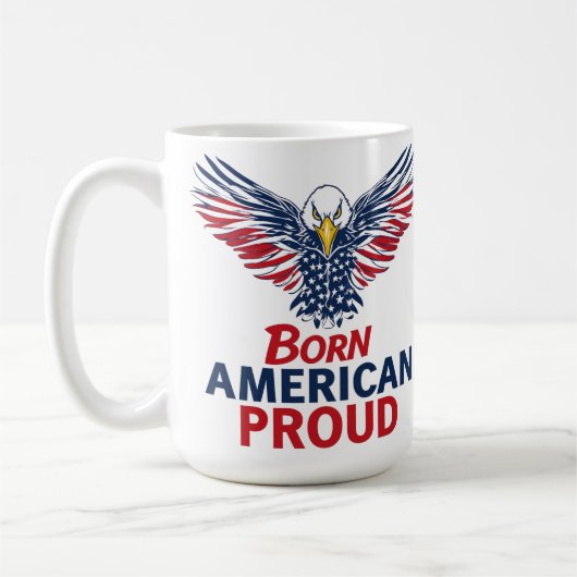 Geboren Amerika Trots Patriotistisch Adelaar Ameri Koffiemok (Links)