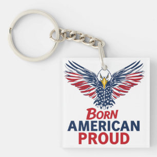 Geboren Amerika Trots Patriotistisch Adelaar Ameri Sleutelhanger