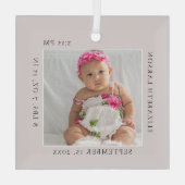 Geboren Baby's Geboortestatistieken Aangepaste Naa Glas Ornament (Achterkant)