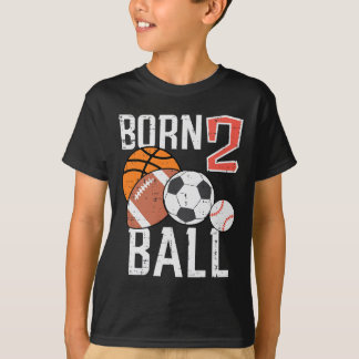 Geboren Basketbal Voetbal 2e Verjaardag Peuter Jon T-shirt