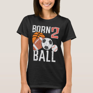 Geboren Basketbal Voetbal 2e Verjaardag Peuter Jon T-shirt