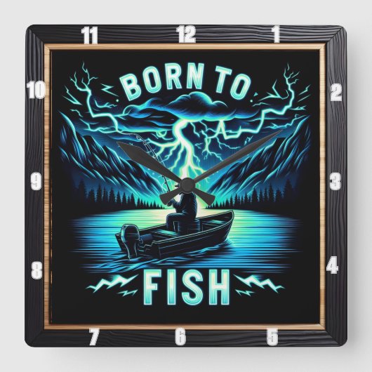 Geboren bij Fish Fantasy Gevist Journey Vierkante Klok (Voorkant)