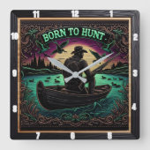 Geboren bij Hunt Midnight Hunter Vierkante Klok (Voorkant)