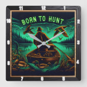 Geboren bij Hunt Neon Hunter Vierkante Klok (Voorkant)