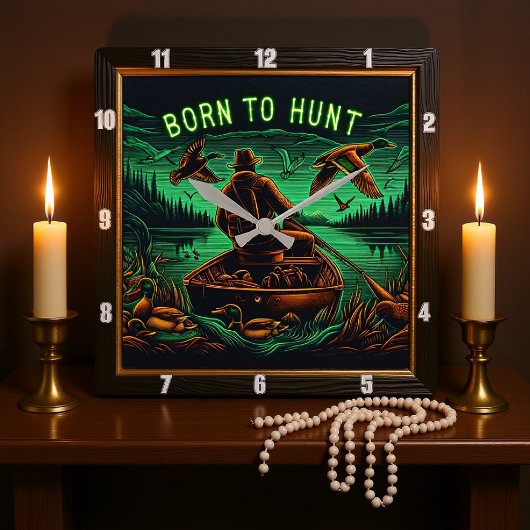 Geboren bij Hunt Neon Hunter Vierkante Klok