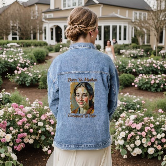 Geboren bij moeder Quote Denim Jacket (Huwelijk Achterkant)