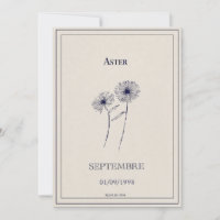 Geboren bloemkaart in september aster.