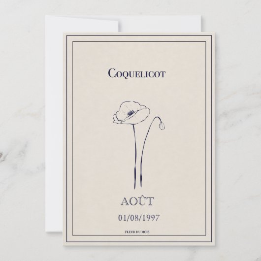 Geboren bloemkaart maand augustus feestdagenkaart (Voorkant)