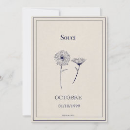 Geboren bloemkaart oktober feestdagenkaart