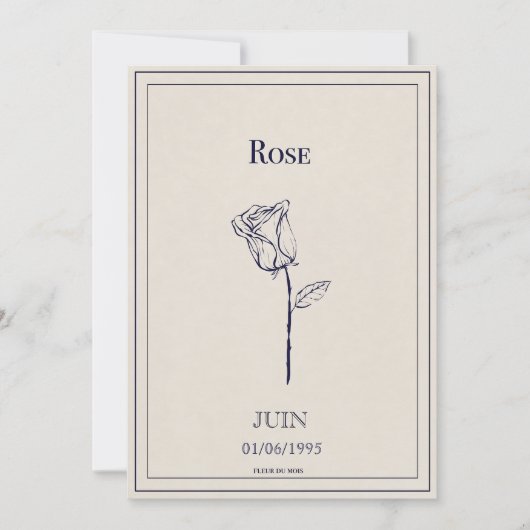 Geboren bloemkaart van juni roze feestdagenkaart (Voorkant)