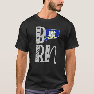 Geboren Connecticut in blokletters T-shirt