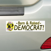 Geboren en getild-Democraat - Gele hond-prik Bumpersticker (Op auto)