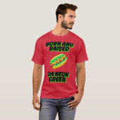 Geboren en getogen op Neon Green Chicago Relish Ch T-shirt (Voorkant volledig)