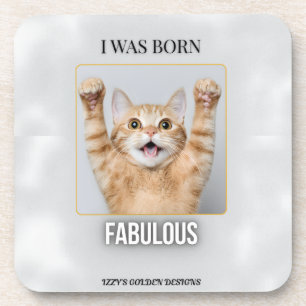 Geboren Fabulous Coaster   Grappig Kat Kado voor H Bier Onderzetter