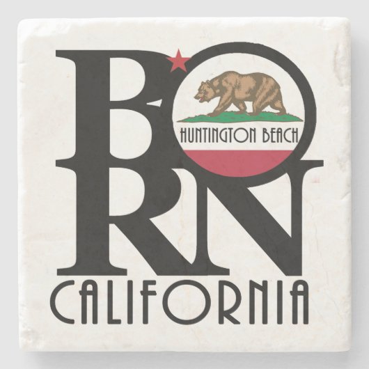 GEBOREN Huntington Beach Stenen Onderzetter (Voorkant)