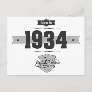 Geboren in 1934 (Dark&Lightgrey) Briefkaart