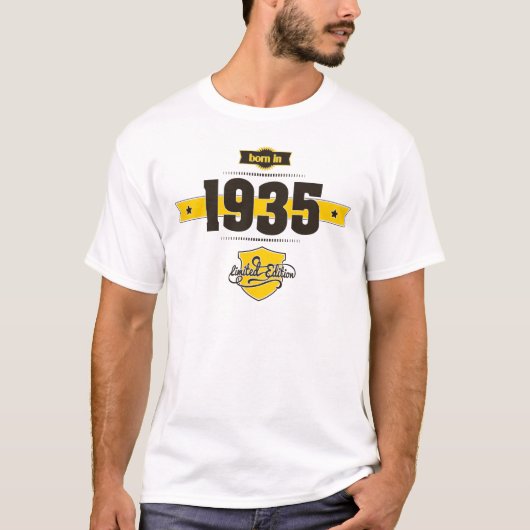 geboren in 1935 (choco&geel) t-shirt (Voorkant)