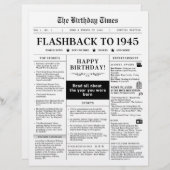 Geboren in 1945 Mock Krant zwart-wit (Voorkant / Achterkant)