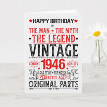 Geboren in 1946 Verjaardag de Man de Mythe de Lege