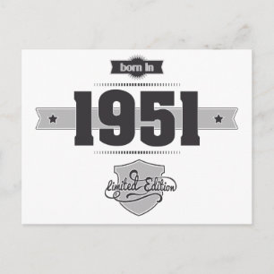 Geboren in 1951 (Dark&Lightgrey) Briefkaart