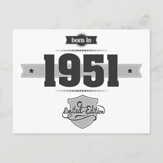 Geboren in 1951 (Dark&Lightgrey) Briefkaart (Voorkant)
