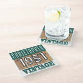 Geboren in 1951 glazen onderzetter (Schuin)